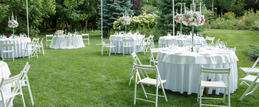 Tables and chairs for the party
