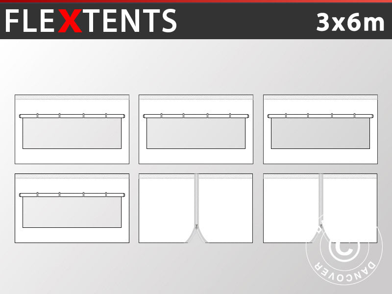 Sidewall kit for Pop up gazebo FleXtents 3x6 m, White