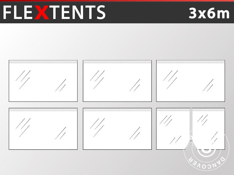 Komplet bočnih stranica za Brzo sklopivi paviljon FleXtents 3x6m, Transparentno