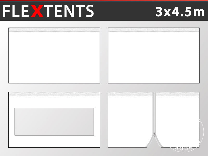 Kit de muros laterales para Carpa plegable FleXtents 3x4,5m, Blanco