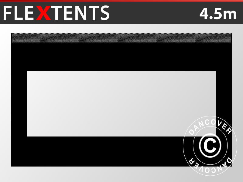 Sivuseinä panoraamaikkunalla, FleXtents, 4,5m, Musta