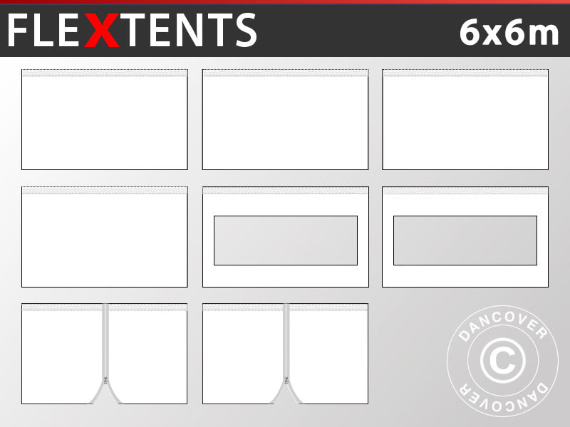 Sidewall kit for Pop up gazebo FleXtents PRO 6x6 m, White