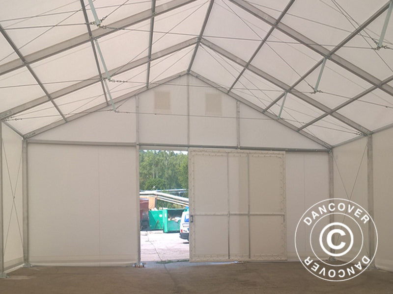 Porte coulissante pour hangar de stockage Alu, 4,70 m, PVC, blanc