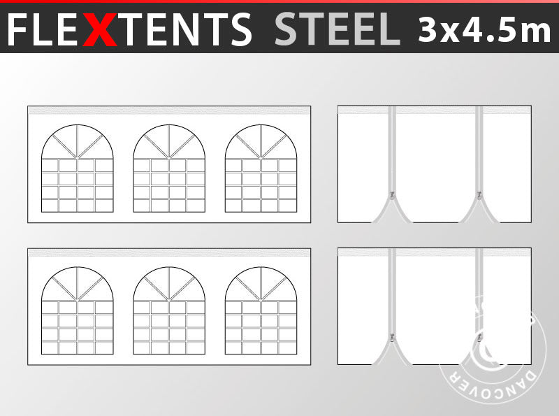 Sidewall kit for pop up gazebo FleXtents Steel 3x4.5 m, White