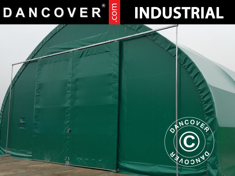 Portone scorrevole 3x3m per capannone tenda, tunnel agricolo 12m, PVC, Verde