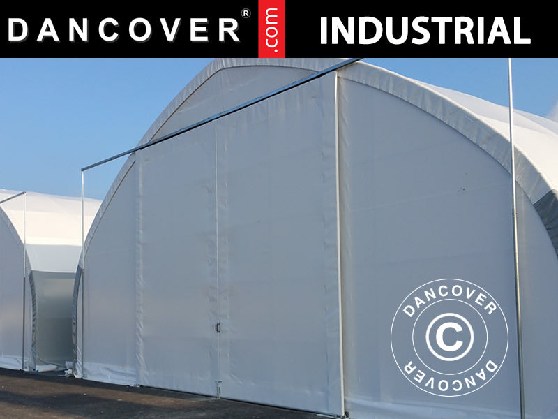 Schiebetür 3x3m für Zelthalle, Rundbogenhalle 15m, PVC, weiß