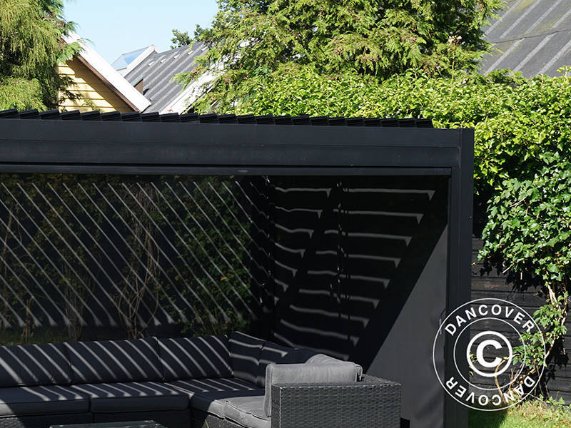 Sidewall screen f/bioclimatic pergola gazebo San Pablo, 4 m, Black