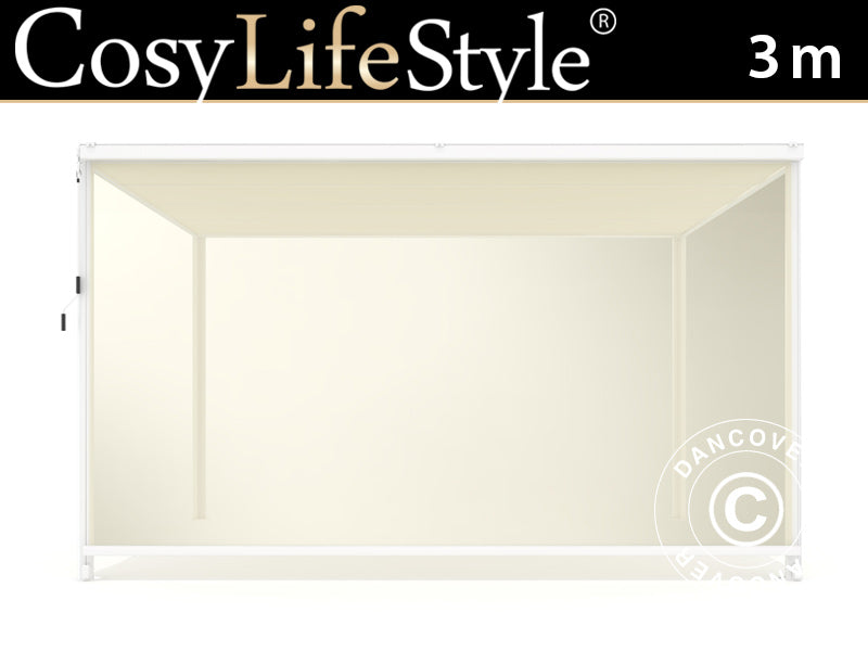 Sidewall screen f/pergola gazebo San Fernando, 3 m, Beige
