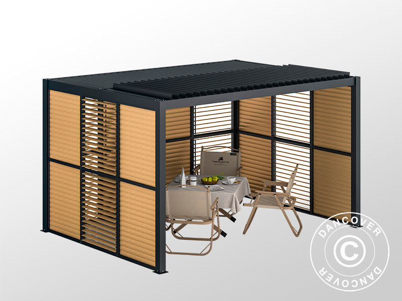 Žalūziju siena bioklimatiskām San Pablo pergola nojumēm, 0,90x2,175m, Koka Apdare/Melna