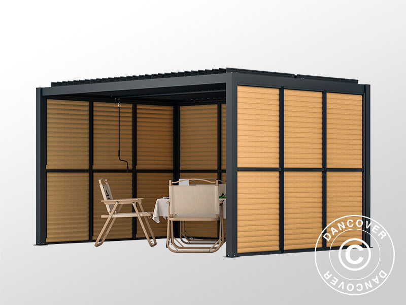 Säleikköseinä bioilmastolliselle pergola paviljongille San Pablo, 0,90x2,175m, Puunvärinen/Musta