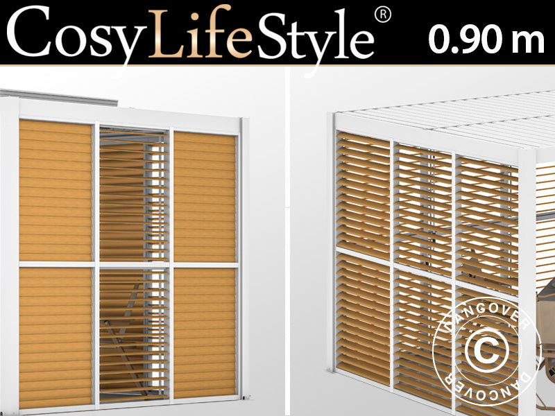 Parete a lamelle per gazebo pergola bioclimatico San Pablo, 0,90x2,175m, Finitura in legno/Bianco