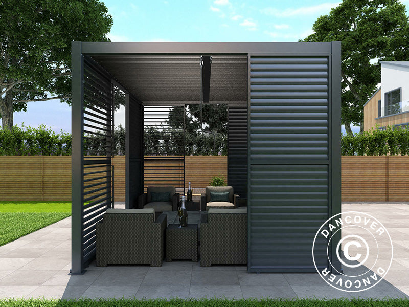 Parete a lamelle per gazebo pergola bioclimatico San Pablo, 0,90x2,175m, Nero