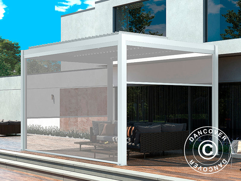 Seitenwände für bioklimatischen Pergola-Pavillon San Pablo, 3m, Weiß/Hellgrau