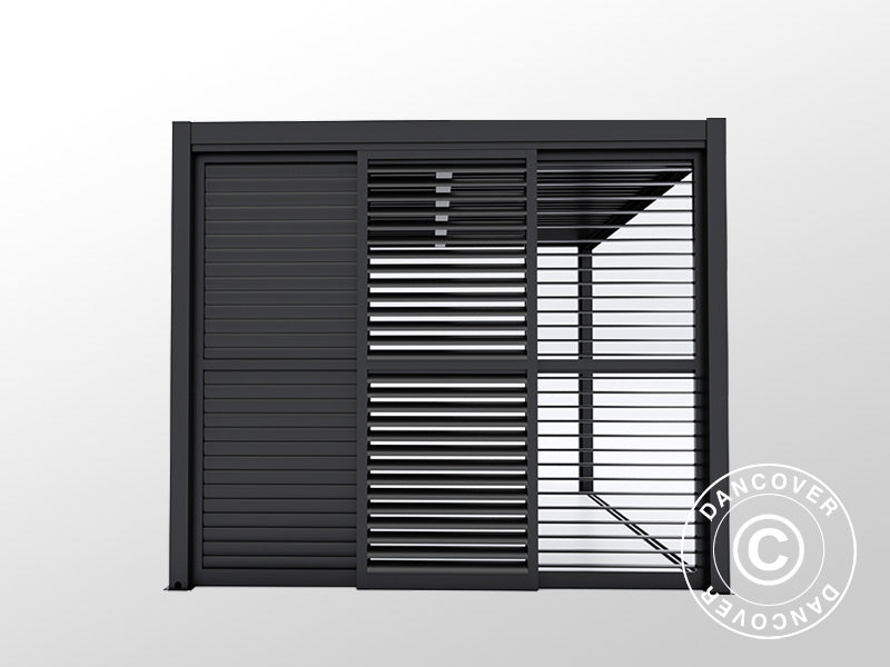 Sliding LouverWall Set 3m f/Pergola SanPablo Black