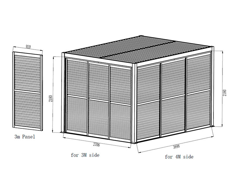 Žalūziju durvju komplekts pergola lapenei San Pablo 3m, 0,92x2,18m, Melns