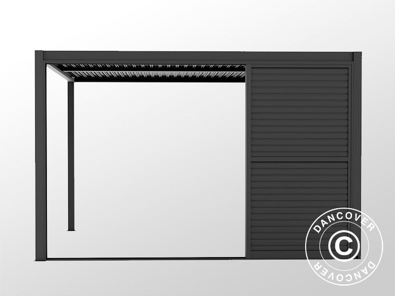 Lamellen-Schiebetür-Set für Pavillon San Pablo 4m, 1,25x2,18m, Schwarz
