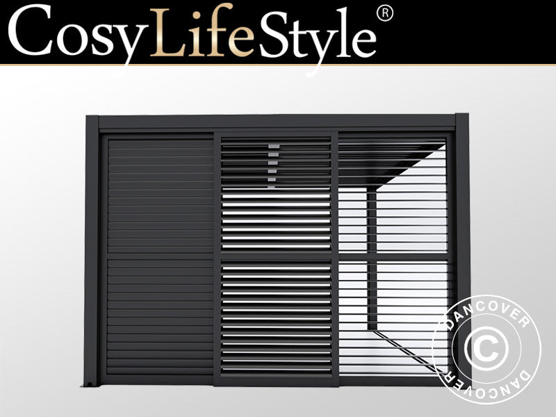 Sliding LouverWall Set 4m f/Pergola SanPablo Black