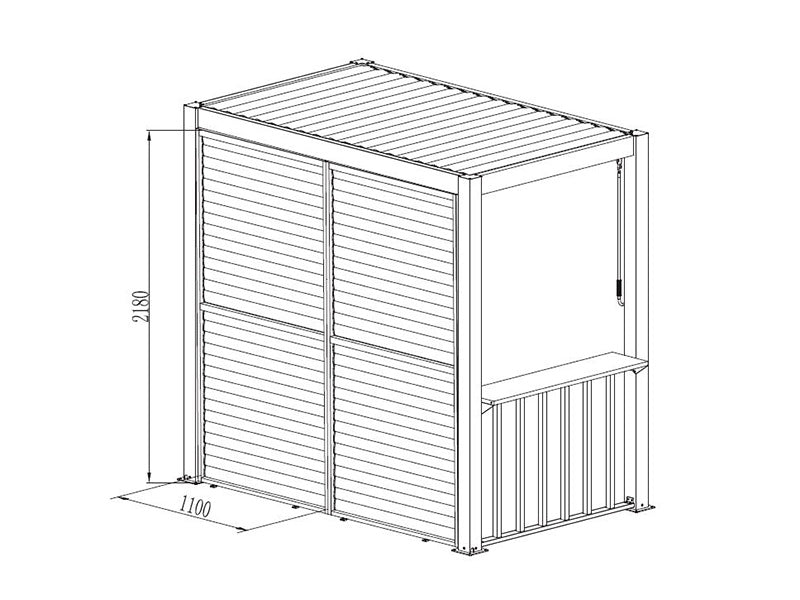 Louvre wall f/BBQ Pergola San Juan, 1.1x2.18 m, Black/Wood-look, 1 pc.