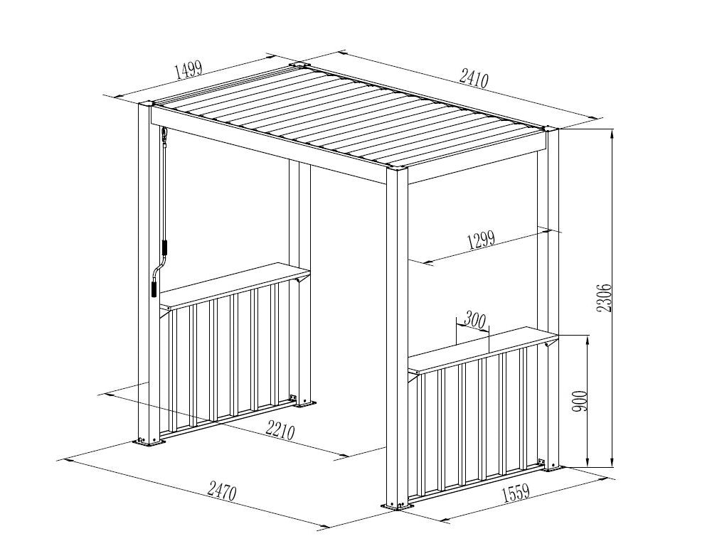 Fence set f/BBQ Pergola San Juan, Black/Wood-look, 2 pcs.