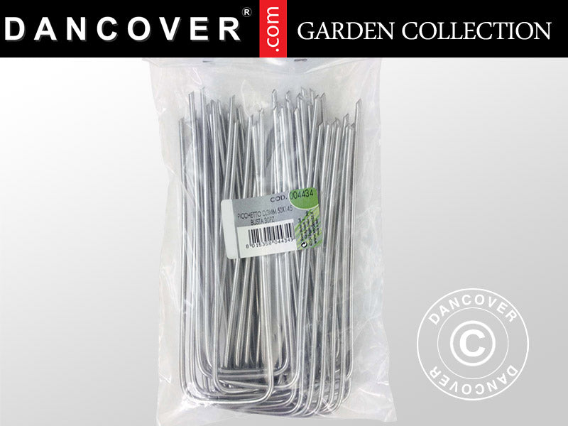 Steel pegs for securing greenhouse film, Ø3x14.5 cm, 30 pcs, Silver