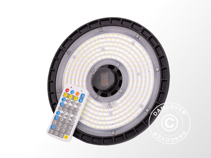 LED Industrial fixture, Ø27x11.5 cm, with sensor/RC, Black