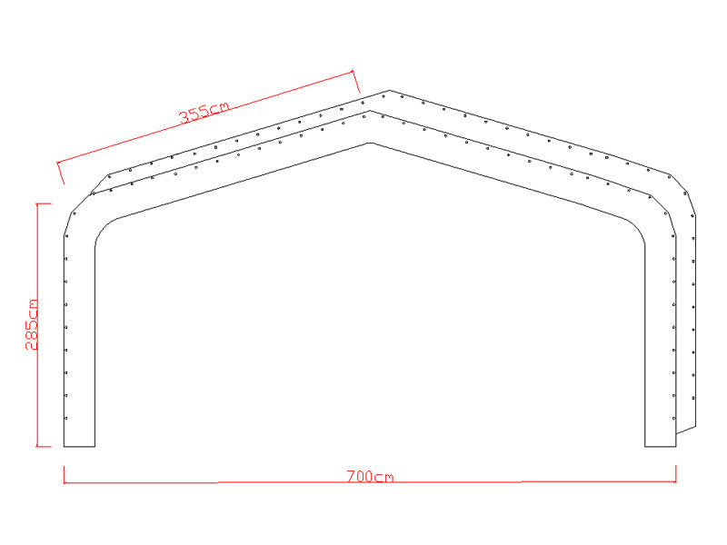 Regenrinne, 600g PVC für 7m serie Lagerzelt PRO, Grün