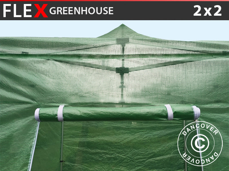 Housse pour serre FleX, 2x2m, PE, Transparent/Vert