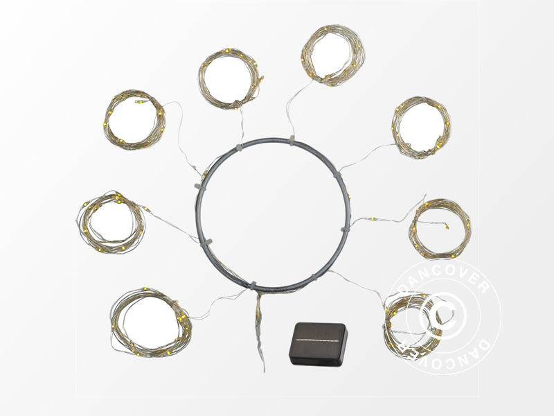 Päikeseenergial töötavad LED haljdatuled päikesevarjudele, Knirke, 8x2m, Soe valge