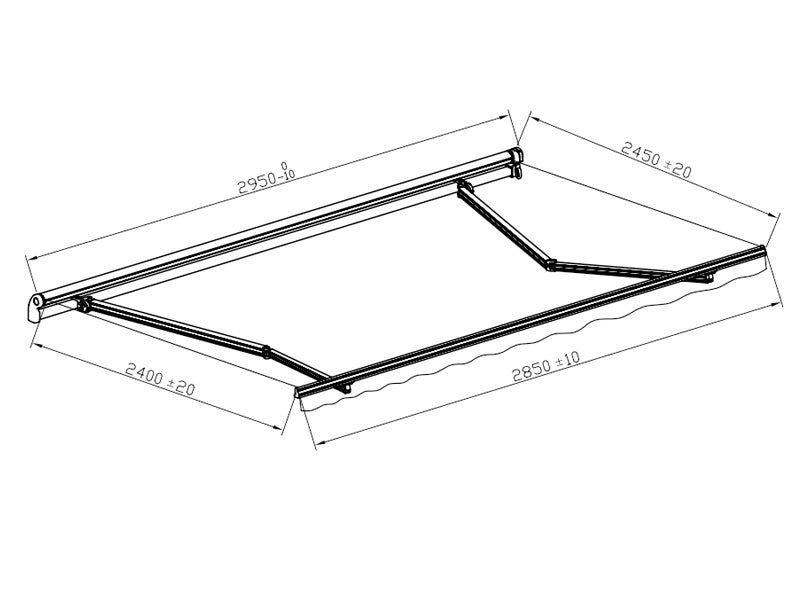 Zonnescherm met slinger, 2,95x2,5m, Grijs/Grijs frame
