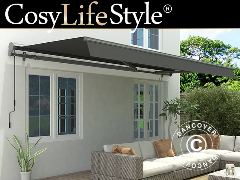 Tenda sa Zglobnom ručicom, 3,95x3m, Siva/Sivi Okvir