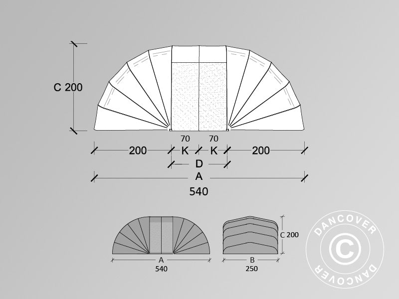 Faltgarage (Auto), 2,5x5,4x2m, grau