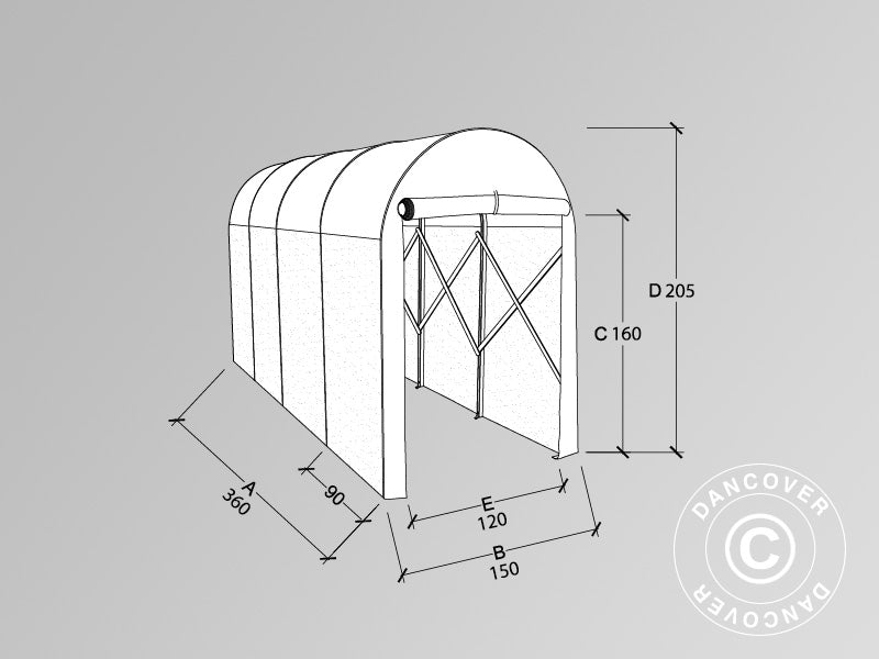 Garagem túnel dobrável (Motociclo), 1,5x3,6x2,05m, Bege