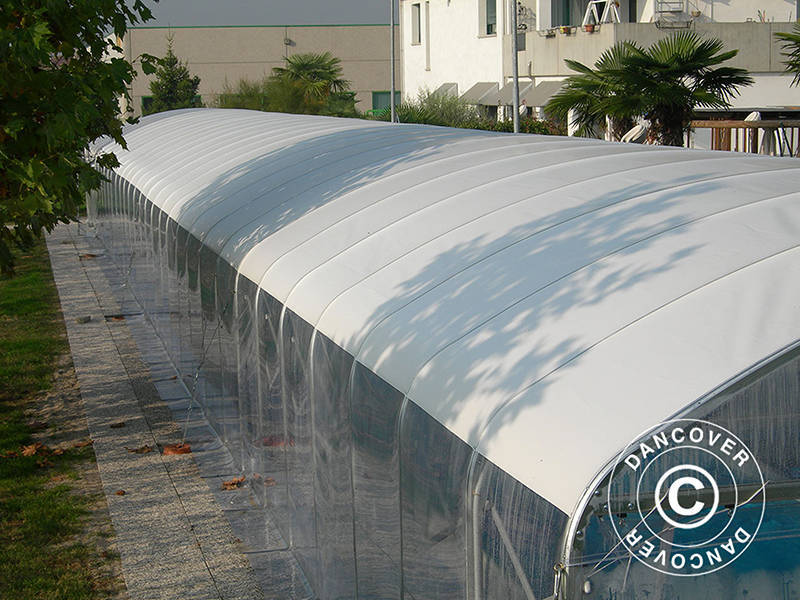 Pool cover tunnel, foldable, 6x10.3x2.7 m, White/Transparent