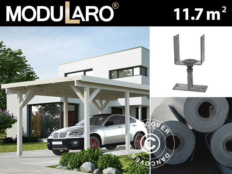 Wooden carport, 3.6x5.12x2.32 m, 11.7 m², Natural, COMPLETE SET