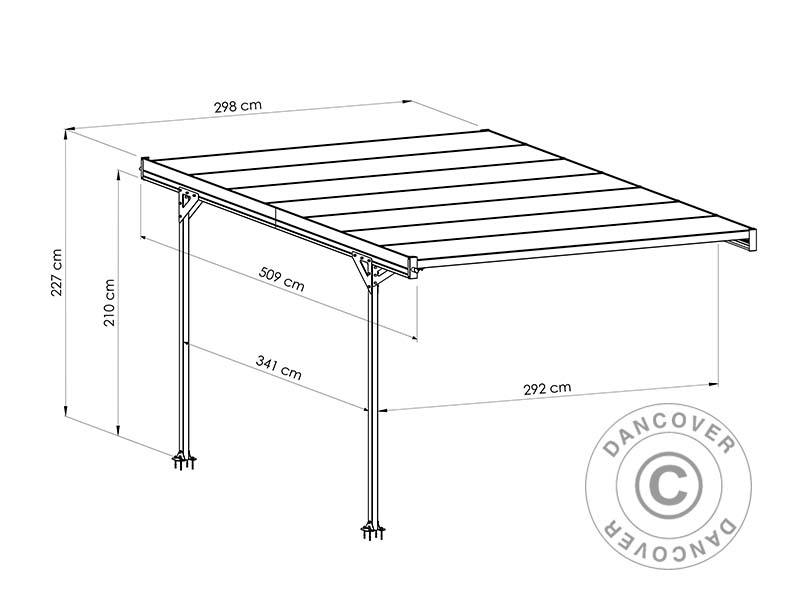 Aanbouw carport Mistral Wall, 3,03x5,09x2,27m, Anthraciet