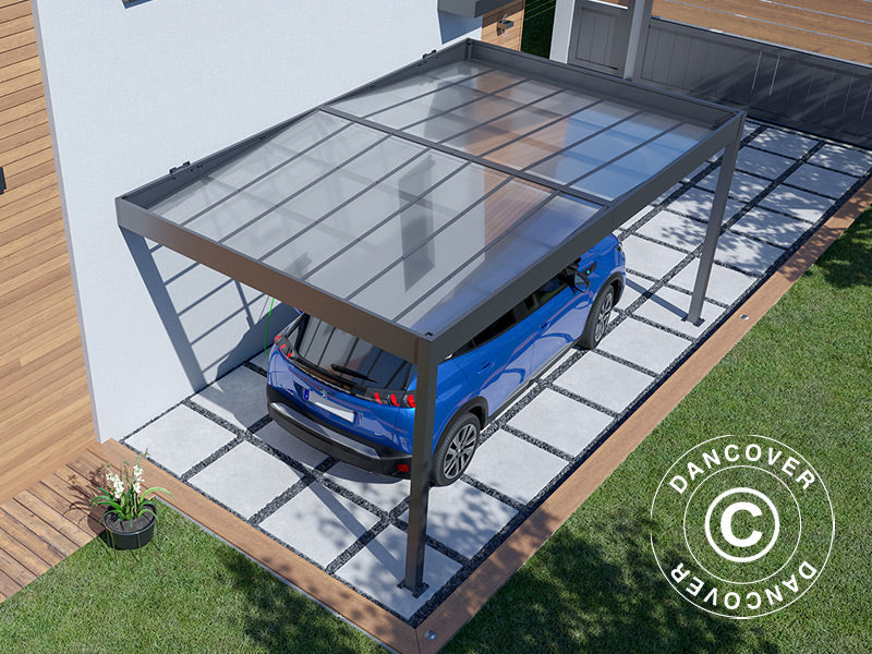Aanbouw carport Libeccio Wall, 3,2x5,09x2,34m, Antraciet