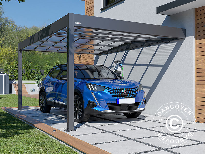 Lean-to carport Libeccio Wall, 3.2x5.09x2.34 m, Anthracite