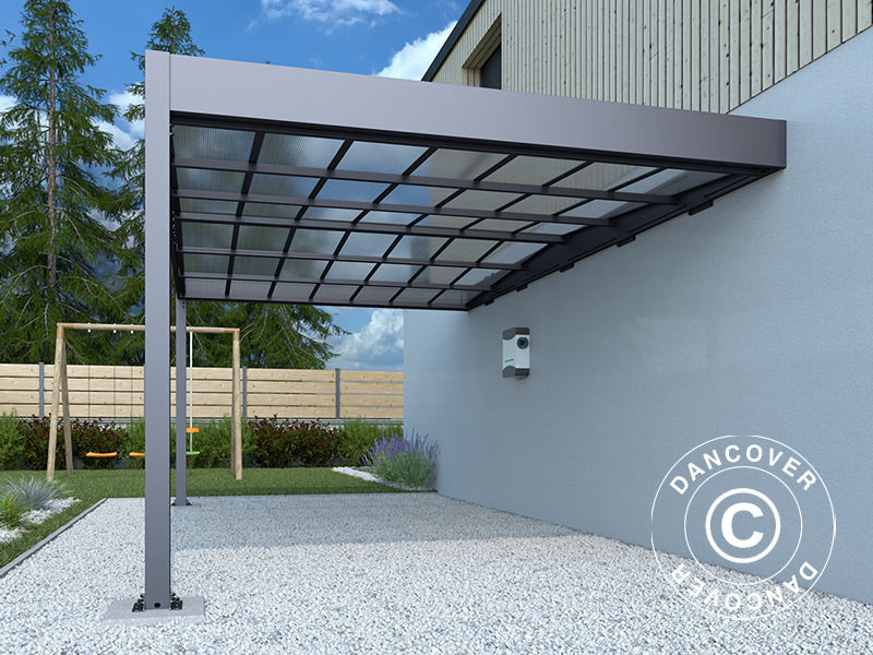 Lean-to carport Libeccio Wall, 3.2x5.09x2.34 m, Anthracite