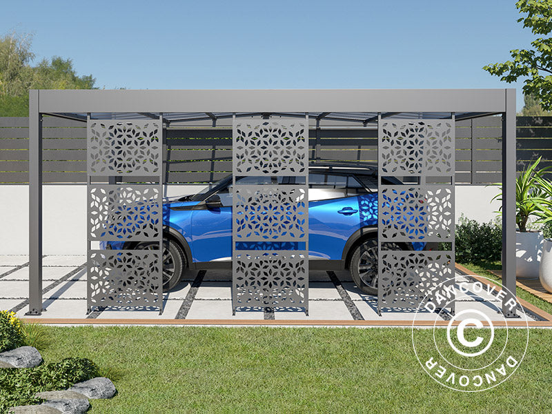 Carport Libeccio 3 met zijpanelen, 3,26x5,09x2,34m, Antraciet