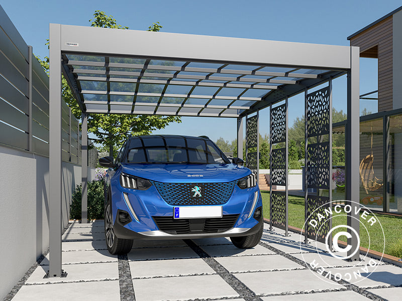 Carport Libeccio 3 met zijpanelen, 3,26x5,09x2,34m, Antraciet