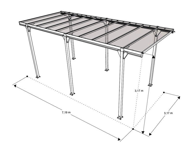 Carport XL, Hegoa 20, 3,17x7,19x3,17m, Anthrazit