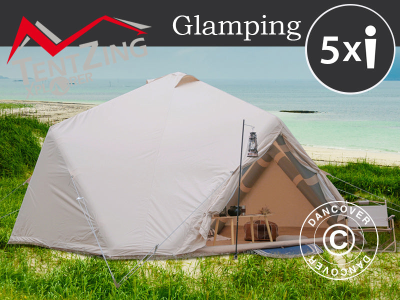 Aufblasbares Glampingzelt, TentZing®, 4x4m, 5 Personen, Sand