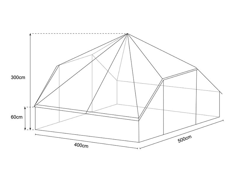 Tent voor glamping, TentZing®, 4x5m, 10 personen, Zand