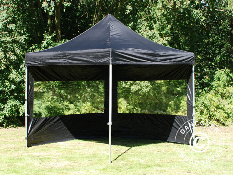 Prekybinė palapinė FleXtents PRO 3x3m Juoda, įsk. 4 šonines sienas