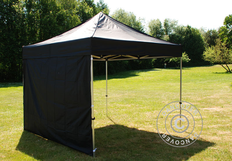 Faltzelt FleXtents PRO 3x3m Schwarz, mit 4 Seitenwänden