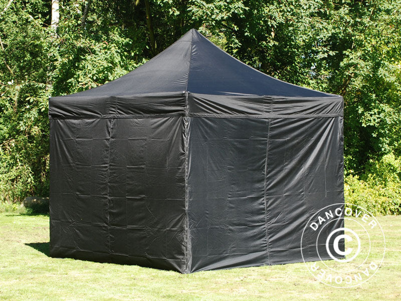 Faltzelt FleXtents Xtreme 50 3x3m Schwarz, mit 4 Seitenwänden