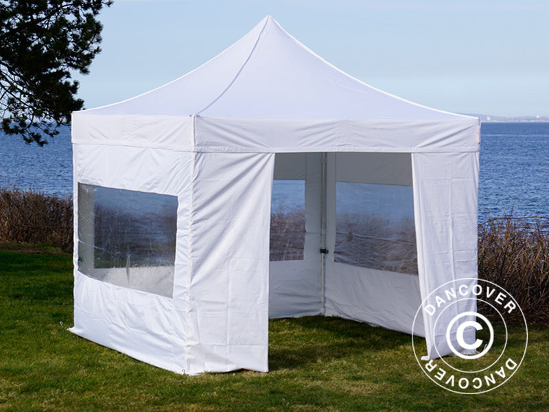 Tente Pliante FleXtents PRO 3x3m Blanc, avec 4 cotés