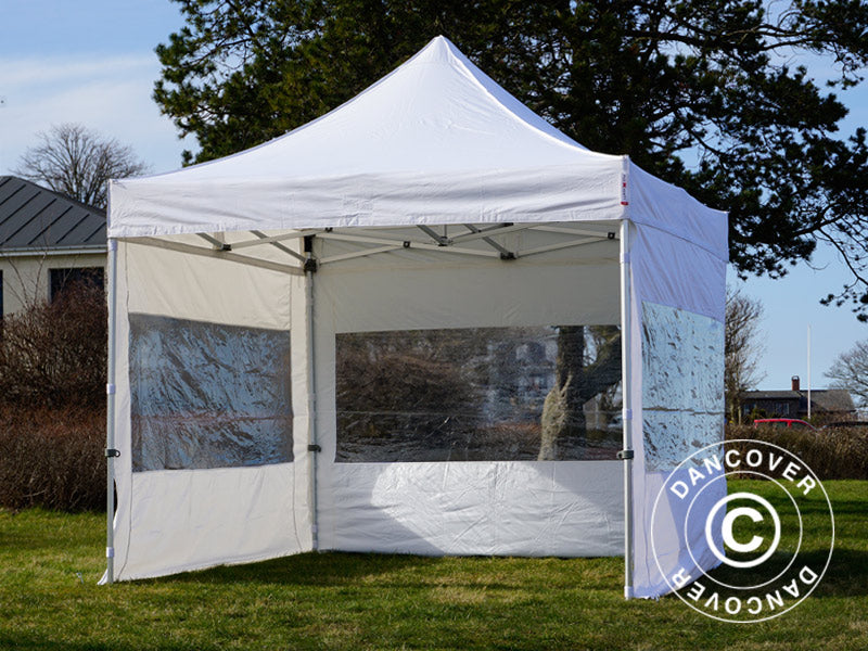 Tente Pliante FleXtents PRO 3x3m Blanc, avec 4 cotés