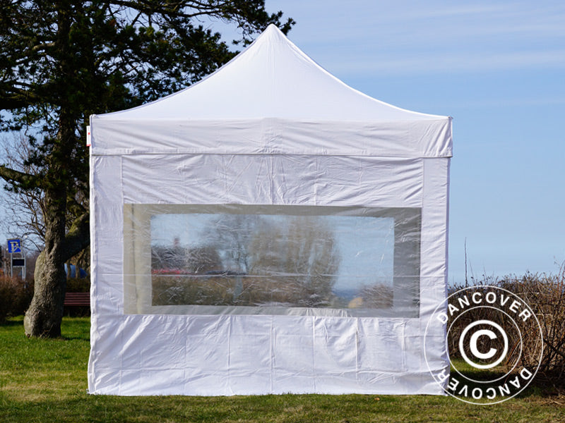 Faltzelt FleXtents PRO 3x3m Weiß, mit 4 Seitenwänden