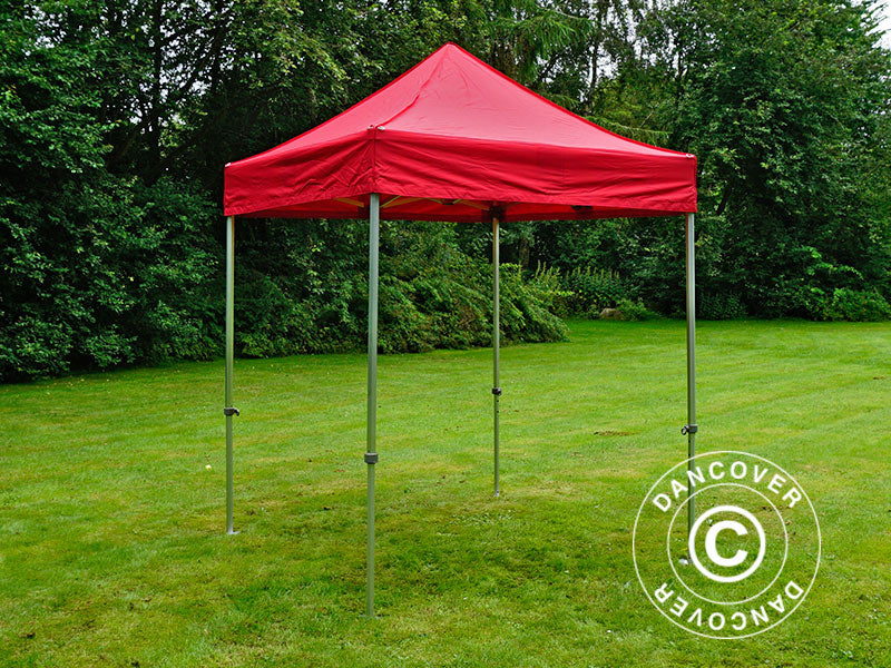 Faltzelt FleXtents PRO 2x2m Rot, mit 4 Seitenwänden